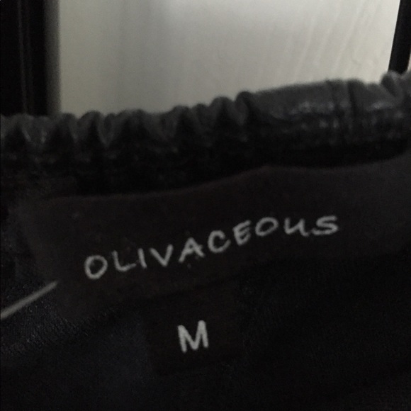 Olivaceous Black faux leather peplum dress sz med - Picture 3 of 5